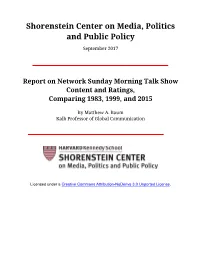 Preliminary Findings from Sunday Talk Show Study