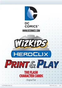 THE FLASH CHARACTER CARDS Original Text