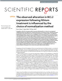 The Observed Alteration in BCL2 Expression Following Lithium