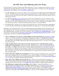 The TPP: More Job Offshoring and Lower Wages