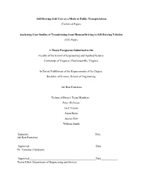 Self-Driving Golf Cart As a Mode of Public Transportation (Technical Paper)