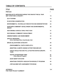 Table of Contents