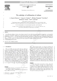 The Enthalpy of Sublimation of Cubane