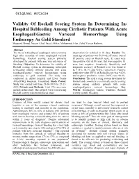 Validity of Rockall Scoring System in Determining In