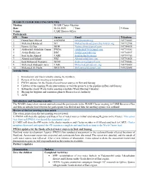Wash Cluster Meeting Minutes
