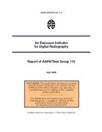 An Exposure Indicator for Digital Radiography Report of AAPM Task
