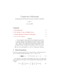 Congruence Subgroups Undergraduate Mathematics Society, Columbia University