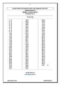DO NOT OPEN THIS BOOKLET UNTIL YOU COMPLETE the TEST ANSWER BOOKLET GENERAL STUDIES PAPER-I Free Mock Test-1