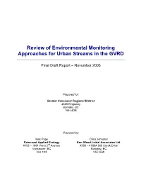 GVRD Review of Environmental Monitoring Methods