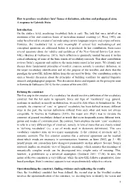 How to Produce Vocabulary Lists? Issues of Definition, Selection and Pedagogical Aims