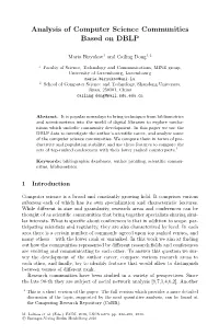 Analysis of Computer Science Communities Based on DBLP