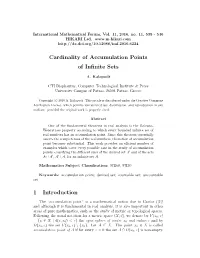Cardinality of Accumulation Points of Infinite Sets 1 Introduction