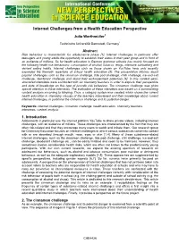 Internet Challenges from a Health Education Perspective