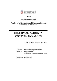 Renormalization in Complex Dynamics