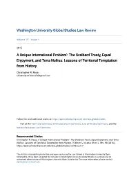 The Svalbard Treaty, Equal Enjoyment, and Terra Nullius: Lessons of Territorial Temptation from History