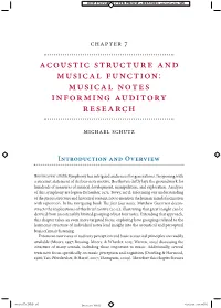 Acoustic Structure and Musical Function: Musical Notes Informing Auditory Research