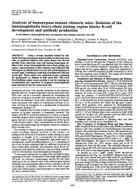 Analysis of Homozygous Mutant Chimeric Mice: Deletion Of