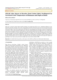 CIELAB Color Spaces of Reactive Dyed Cotton Fabric Predisposed by Correlated Color Temperature of Illuminant and Depth of Shade