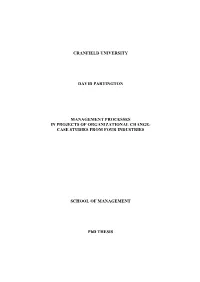 Cranfield University David Partington Management