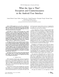Deception and Countermeasures in the Android User Interface