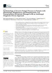 Epidemiology of Invasive Fungal Diseases in Patients With