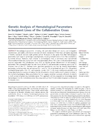 Genetic Analysis of Hematological Parameters in Incipient Lines of the Collaborative Cross