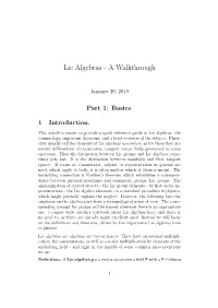 Lie Algebras - a Walkthrough
