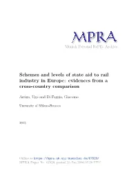 Schemes and Levels of State Aid to Rail Industry in Europe: Evidences from a Cross-Country Comparison