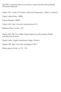 The Use of Input-Output Analysis in an Econometric Model of the Mexican Economy