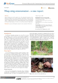 Wasp Sting Envenomation - a Case Report