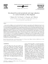 Introduced Braconid Parasitoids and Range Reduction of a Native Butterfly