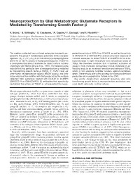 Neuroprotection by Glial Metabotropic Glutamate Receptors Is Mediated by Transforming Growth Factor-␤