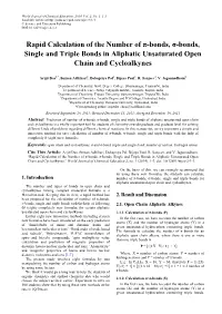 Rapid Calculation of the Number of Π-Bonds, Σ-Bonds, Single and Triple Bonds in Aliphatic Unsaturated Open Chain and Cycloalkynes