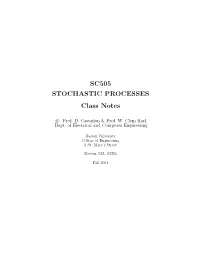 SC505 STOCHASTIC PROCESSES Class Notes