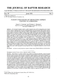 Flight Strategies of Migrating Osprey: Fasting Vs
