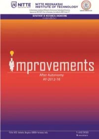 Improvements After Autonomy- Department of Mechanical Engineering Nitte Meenakshi Institute of Technology Page 1