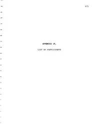 List of Participants -