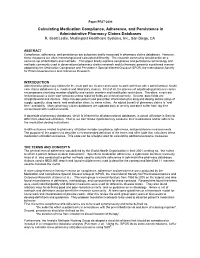 Calculating Medication Compliance, Adherence, and Persistence in Administrative Pharmacy Claims Databases R