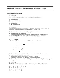Chapter 4 the Three-Dimensional Structure of Proteins