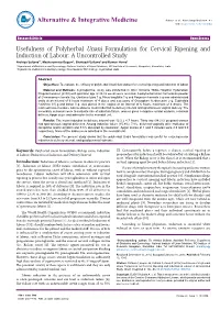 Usefulness of Polyherbal Unani Formulation for Cervical Ripening