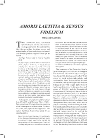 Amoris Laetitia & Sensus Fidelium