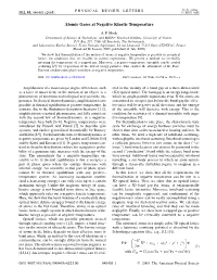 Atomic Gases at Negative Kinetic Temperature