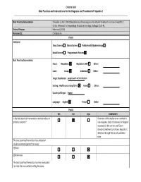 Criteria Grid Best Practices and Interventions for the Diagnosis and Treatment of Hepatitis C