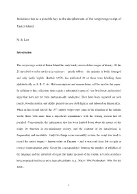Initiation Rites As a Possible Key to the Decipherment of the Rongorongo Script Of