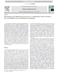 Observations and Exploration of the Arctic's Canada Basin and The