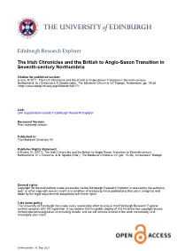 The Irish Chronicles and the British to Anglo-Saxon Transition In