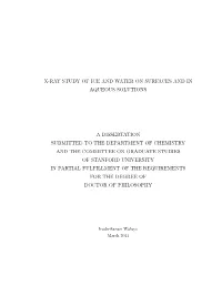 X-Ray Study of Ice and Water on Surfaces and in Aqueous Solutions