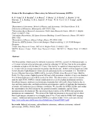 1 Status of the Stratospheric Observatory for Infrared Astronomy