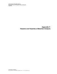 Appendix F: Hazards and Hazardous Materials Analysis