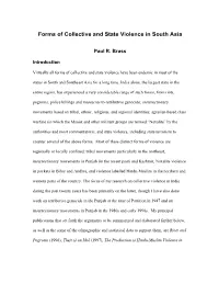Forms of Collective and State Violence in South Asia